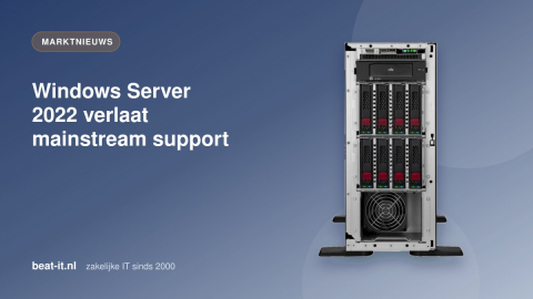 Serverrack in een datacenter, illustratie bij het einde van mainstream support voor Windows Server 2022