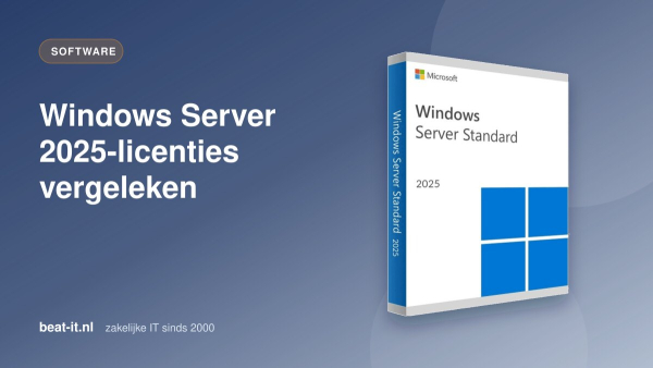 Microsoft Windows Server 2025 Standard 16 Core licentie, hoofdproduct uit de Windows Server 2025-serie