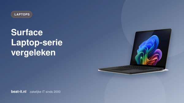 Microsoft Surface Laptop 7 15-inch Copilot+ PC met Snapdragon X Elite, geopend op een bureau