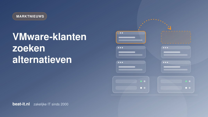 Serverrack met virtualisatiehosts, illustratie bij Gartner-voorspelling over VMware-alternatieven