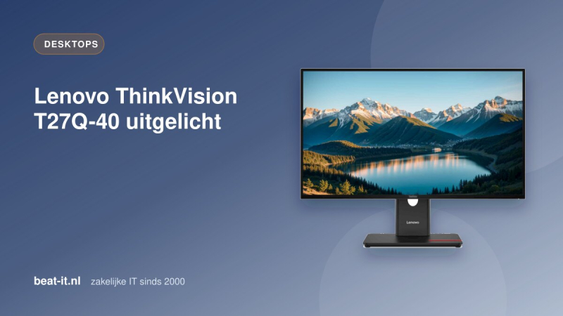 Lenovo ThinkVision T27Q-40 27-inch QHD-monitor met ergonomische voet, vooraanzicht