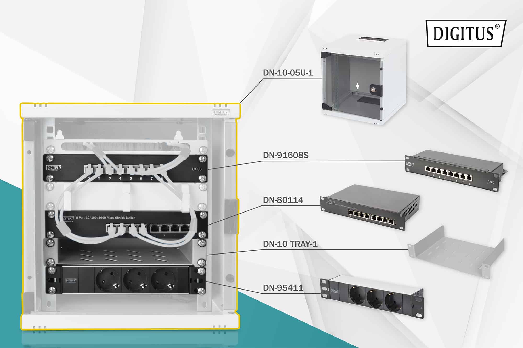 Digitus DN-10-SET-1 rack Wandrek Grijs (DN-10-SET-1) thumbnail