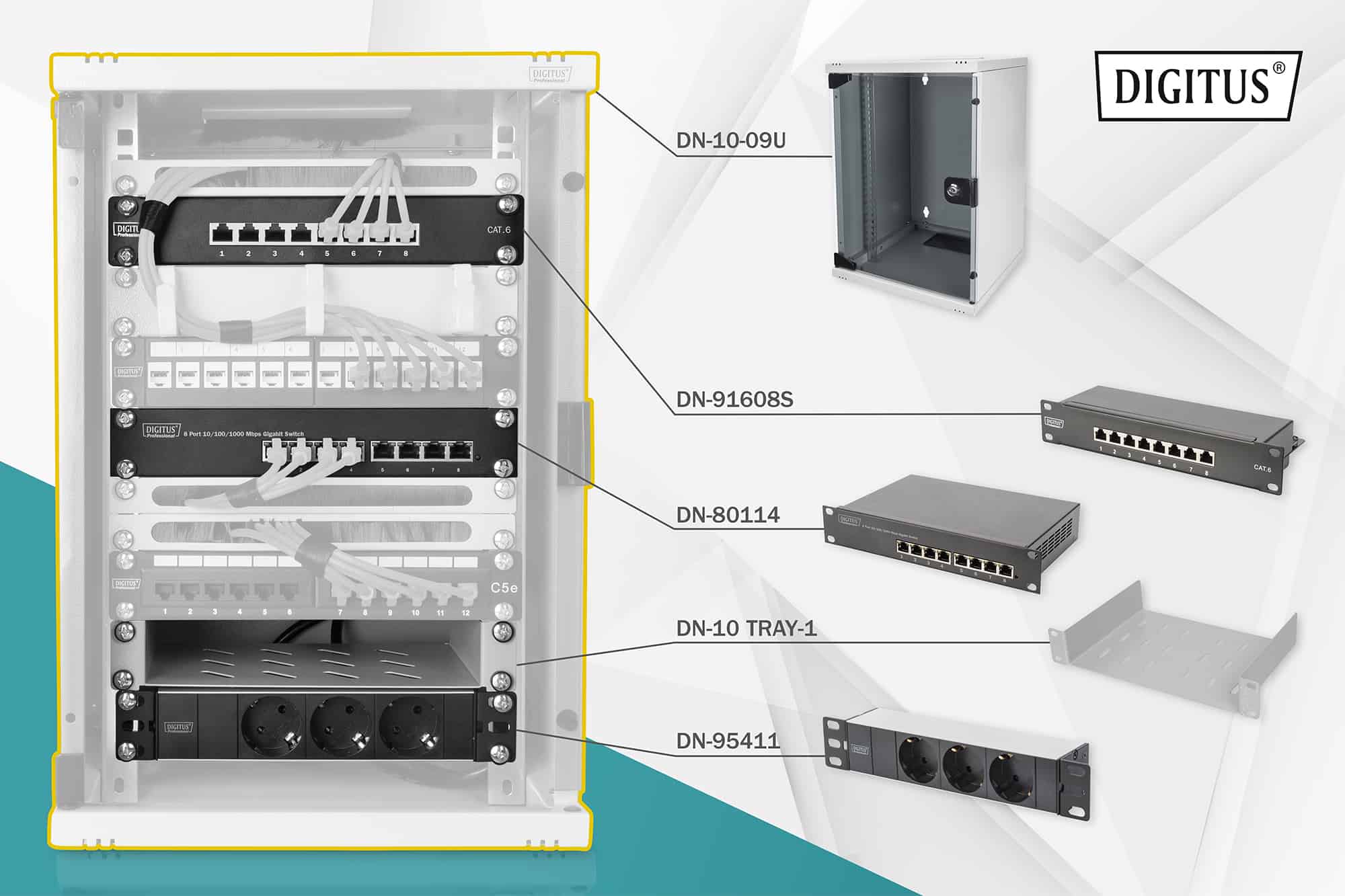 Digitus DN-10-SET-2 rack Wandrek Grijs (DN-10-SET-2) thumbnail