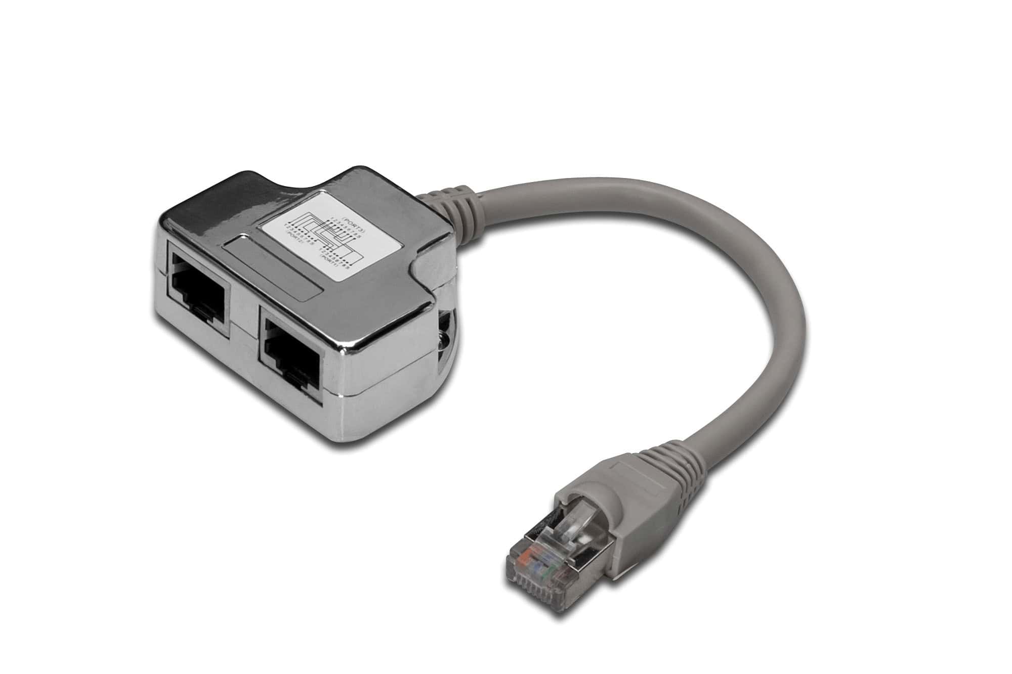 Digitus RJ45/2 x RJ45, 0.19 m network splitter Grijs, Zilver (DN-93904) thumbnail