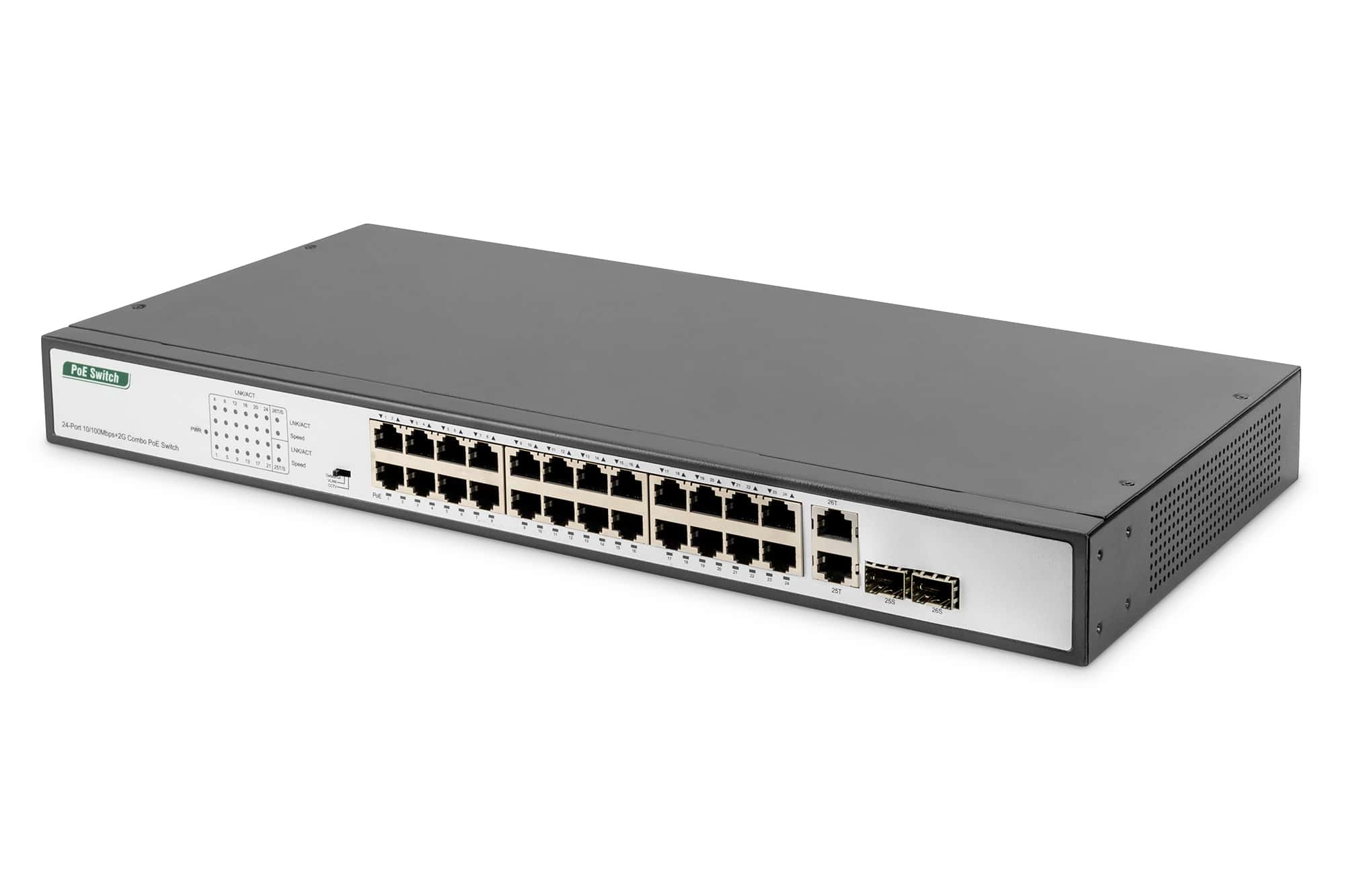 Digitus DN-95343 netwerk-switch Unmanaged Fast Ethernet (10/100) Power over Ethernet (PoE) 1U Zwart, Zilver (DN-95343) thumbnail