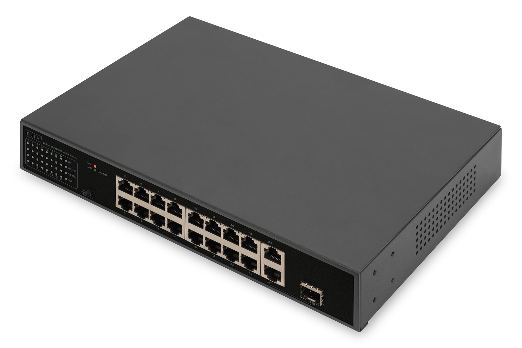 Digitus DN-95355 netwerk-switch Unmanaged Gigabit Ethernet (10/100/1000) Power over Ethernet (PoE) 1U Zwart (DN-95355) thumbnail