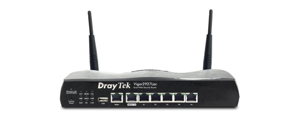 Draytek Vigor 2927Lac draadloze router Gigabit Ethernet Dual-band (2.4 GHz / 5 GHz) 4G Zwart (V2927LAC-DE-AT-CH) thumbnail