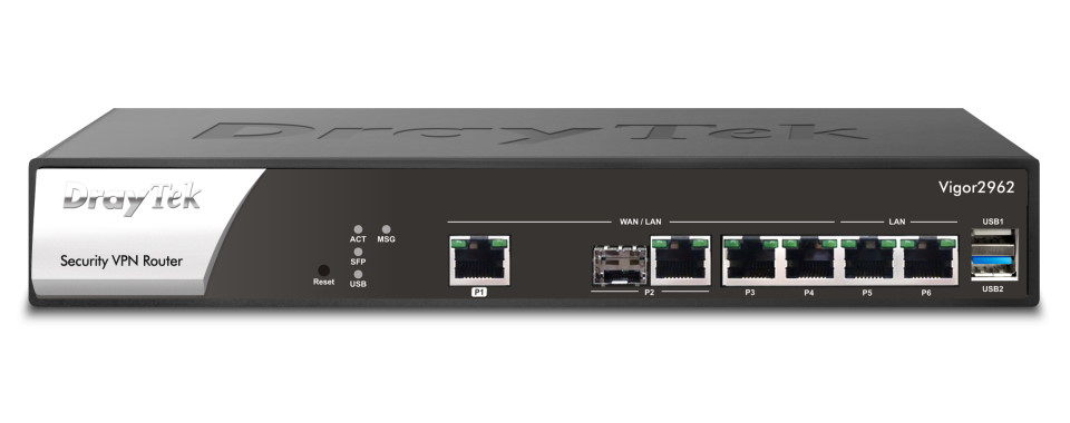Draytek Vigor 2962 bedrade router 2.5 Gigabit Ethernet Zwart, Wit (V2962-DE-AT-CH) thumbnail