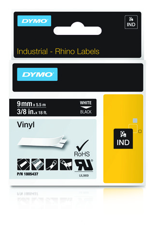 DYMO 1805437 labelprinter-tape Wit op zwart (1805437) thumbnail