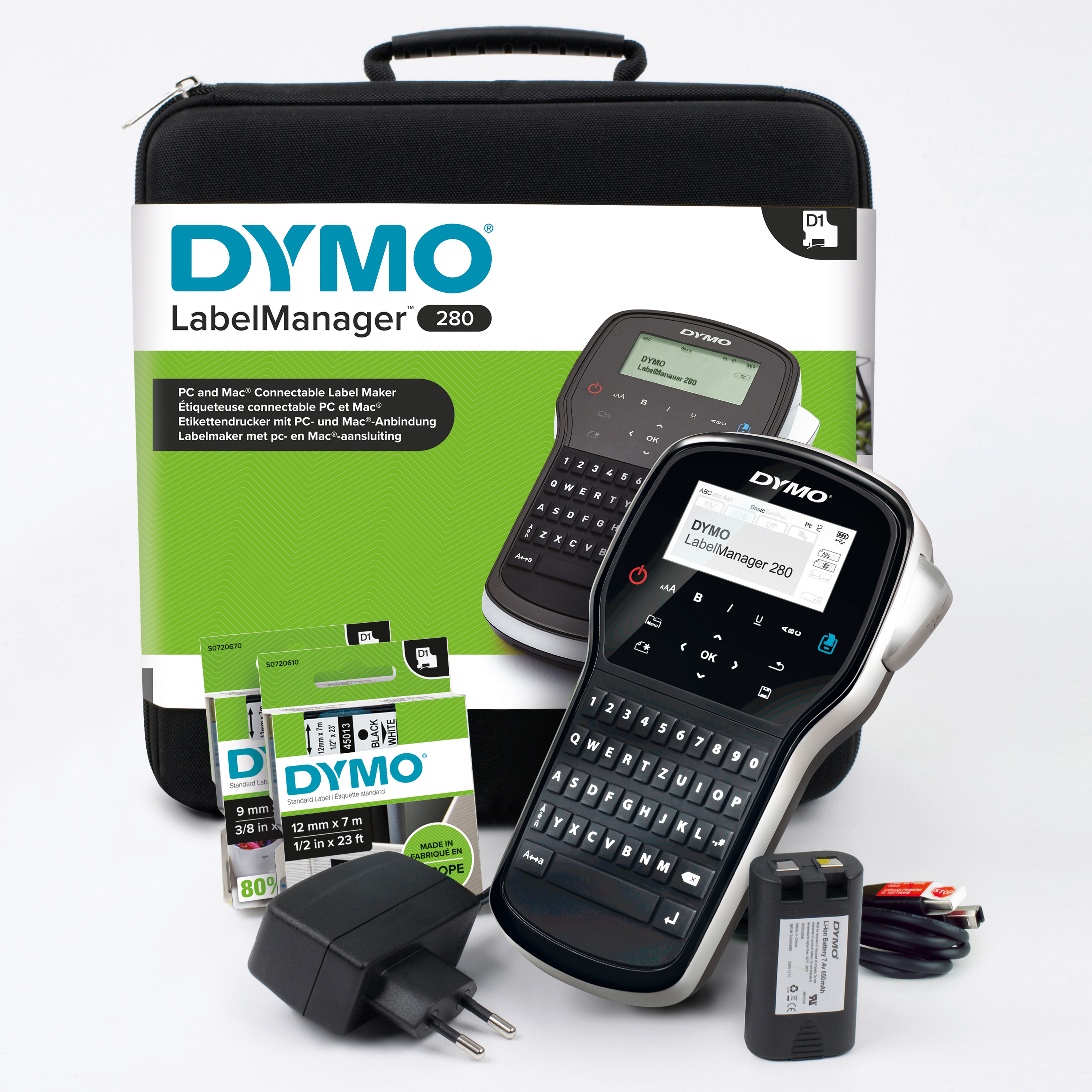 DYMO LabelManager 280 oplaadbare, draagbare labelmakerkit | QWERTY-toetsenbord | met 2 rollen D1-labels en een draagkoffer (2091152) thumbnail