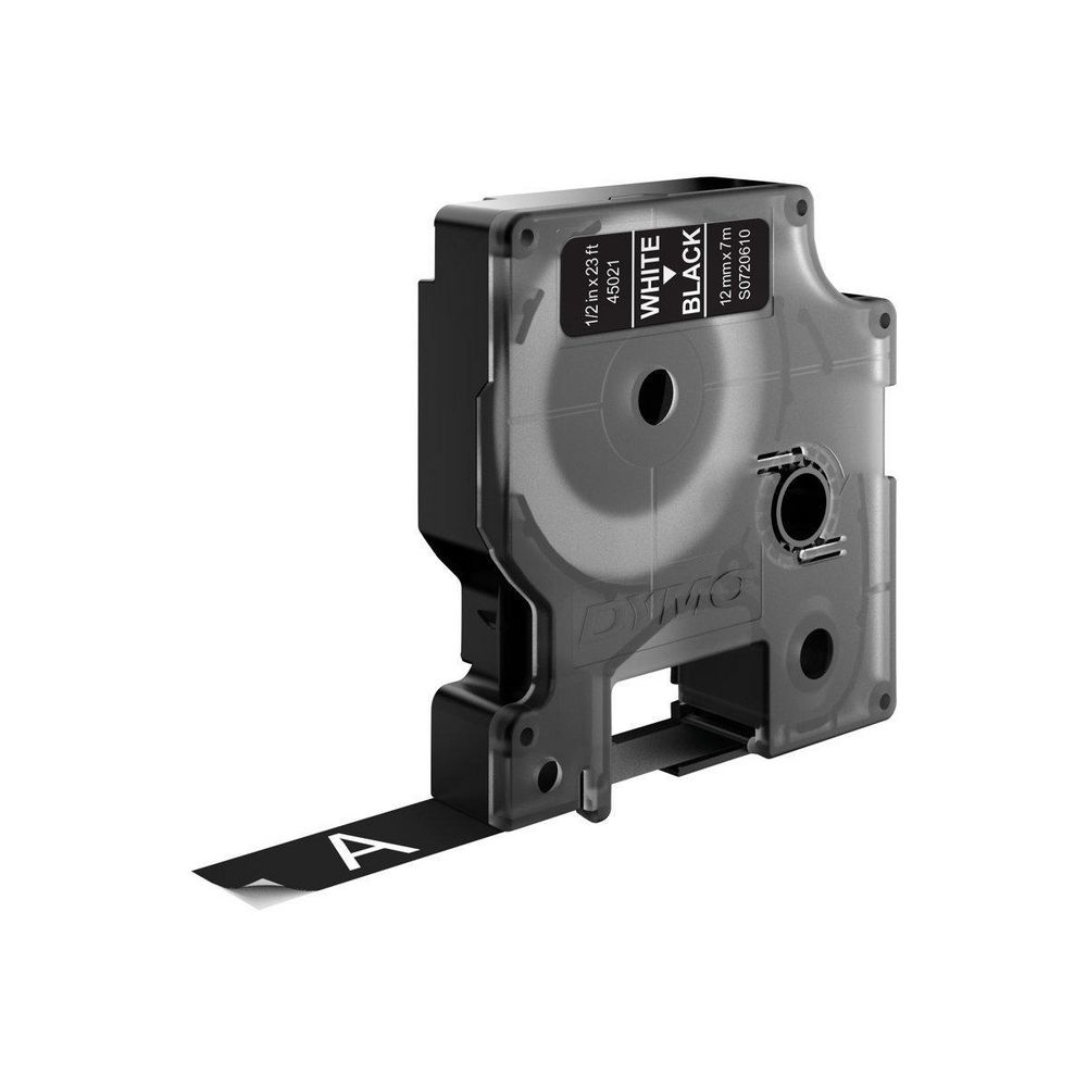 DYMO D1 -Standard Labels - White on Black - 12mm x 7m (S0720610) thumbnail
