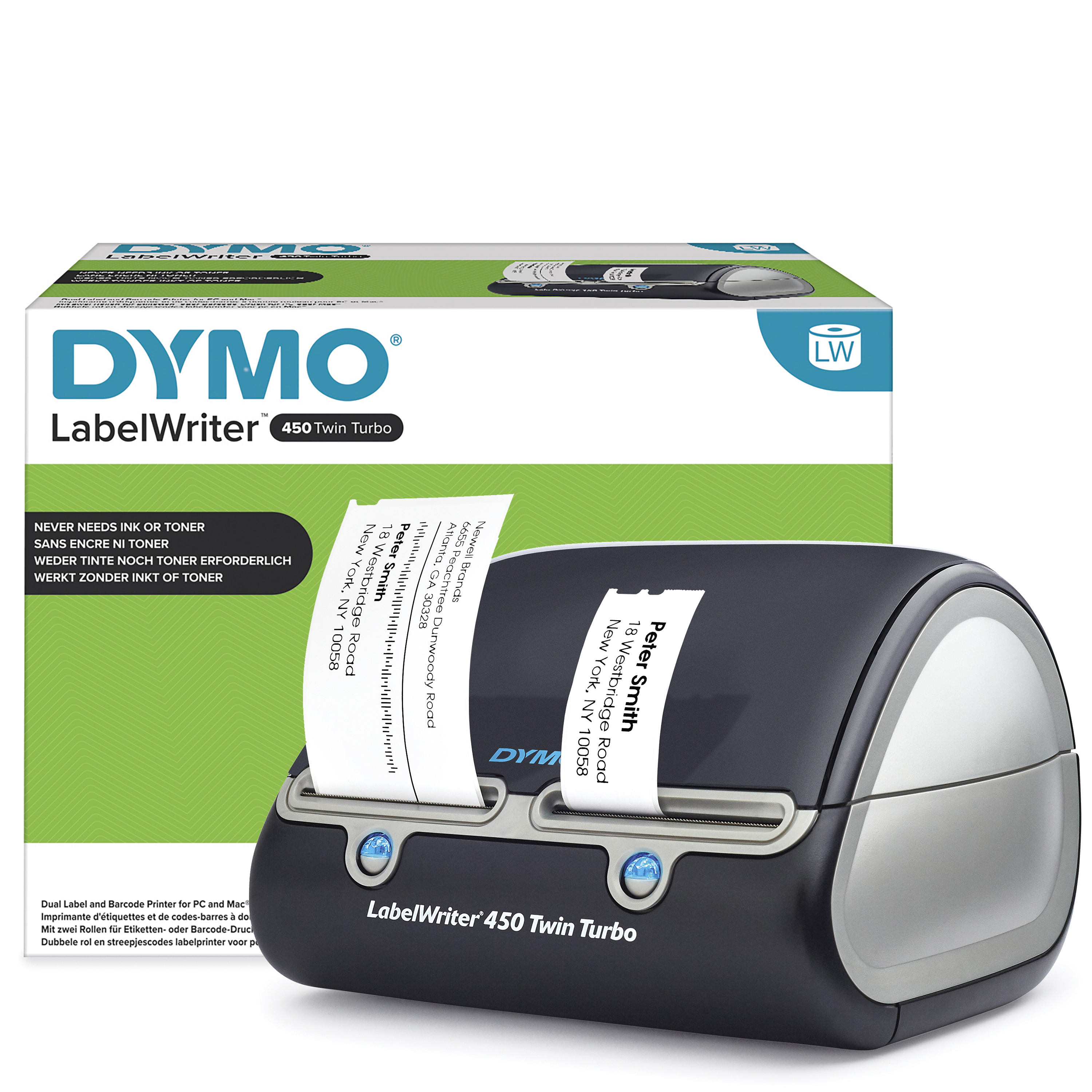 DYMO LabelWriter 450 Twin Turbo-labelmaker | Directe thermische labelprinter | Snel afdrukken van labels, barcodes en meer | Computerverbinding | Voor thuis en op kantoor (S0838870) thumbnail