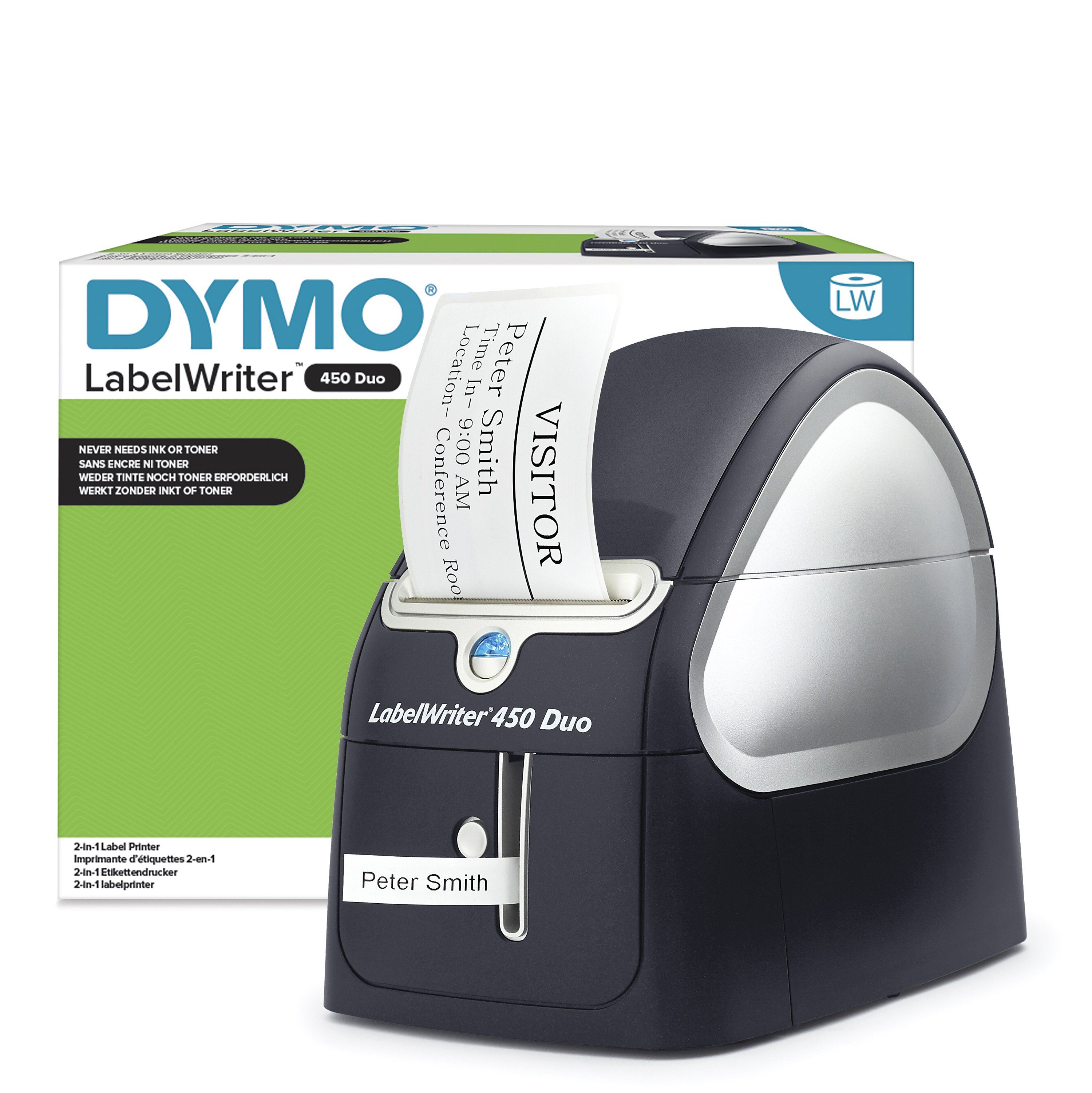 DYMO LabelWriter 450 Duo-labelmaker | Directe thermische labelprinter | Snel afdrukken van labels, barcodes en meer | Drukt zowel op LW-labels als plastic D1-labels af (S0838920) thumbnail