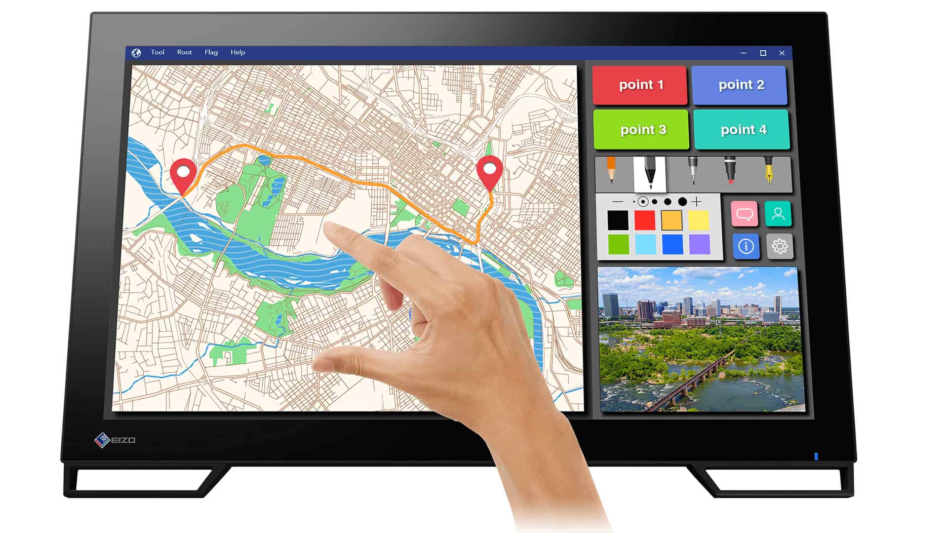 EIZO DuraVision FDF2182WT-BK computer monitor 54,6 cm (21.5") 1920 x 1080 Pixels Full HD LED Touchscreen Tafelblad Zwart (FDF2182WT-BK) thumbnail