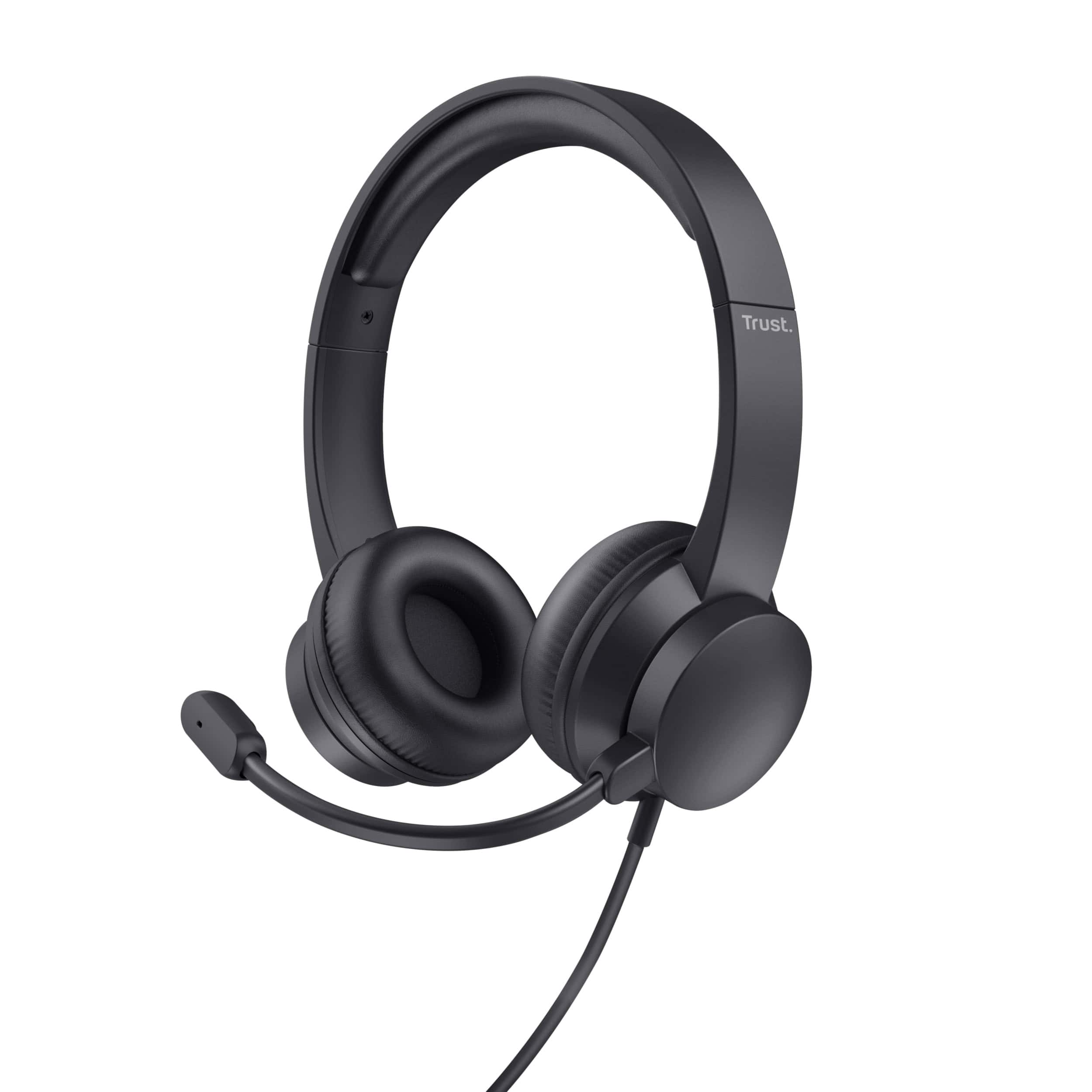 Trust Ayda USB Headset - USB headset voor kantoor en calls – Opklapbare microfoon – Volumeregeling in kabel – Zwart (25088) thumbnail