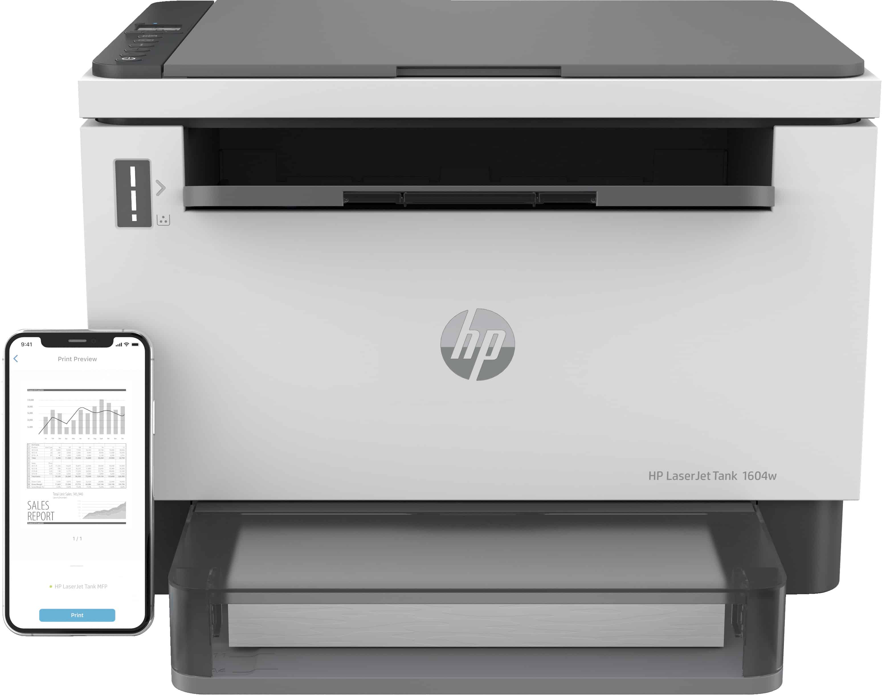 HP LaserJet Tank MFP 1604w printer, Zwart-wit, Printer voor Bedrijf, Printen, kopiëren, scannen, Scannen naar e-mail; Scannen naar pdf (381L0A) thumbnail