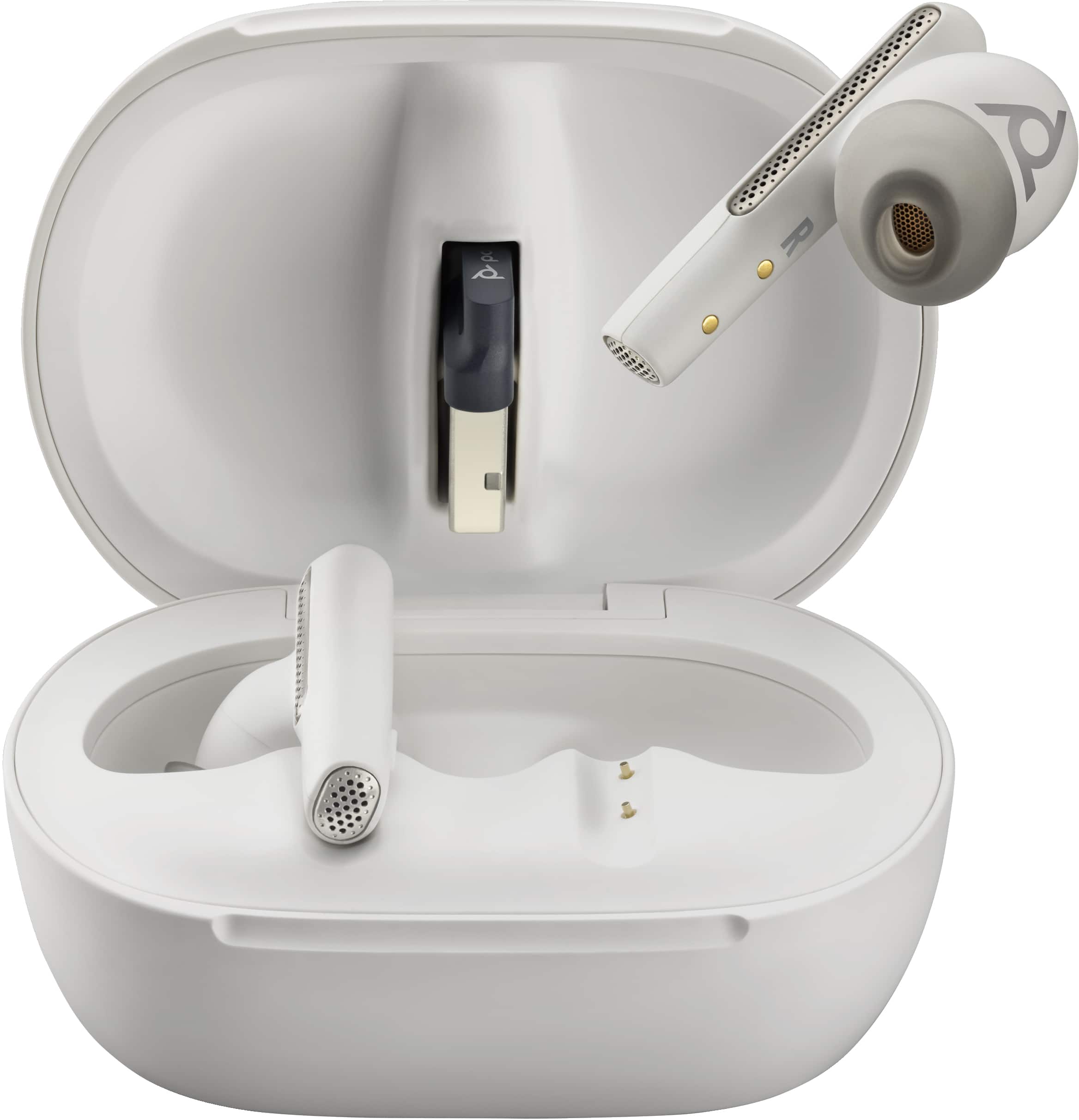 POLY Voyager Free 60+ UC M White Sand Earbuds + BT700 USB-C-adapter + oplaadcase met touchscreen (7Y8G8AA) thumbnail