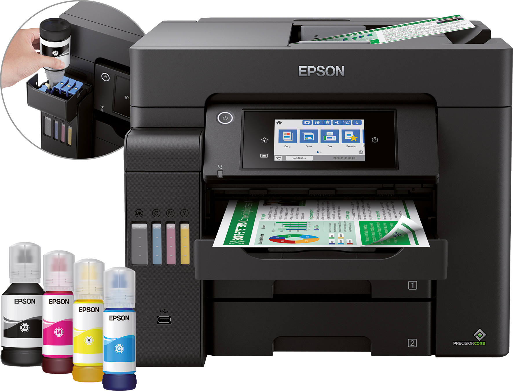 Epson EcoTank ET-5800 A4 multifunctionele Wi-Fi-printer met inkttank en fax (C11CJ30401) thumbnail
