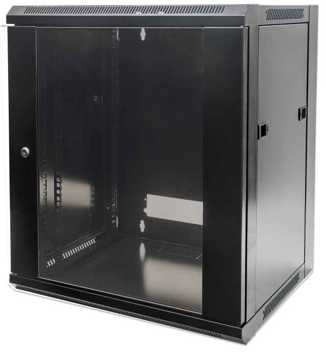 Intellinet 19" netwerkkast wand (standaard), 15U, 600 mm diep, zwart, bouwpakket, max. 60 kg, bruikbare diepte 410 mm, metalen & glazen deur, afneembare zijpanelen, montagemateriaal niet inbegrepen (711951) thumbnail
