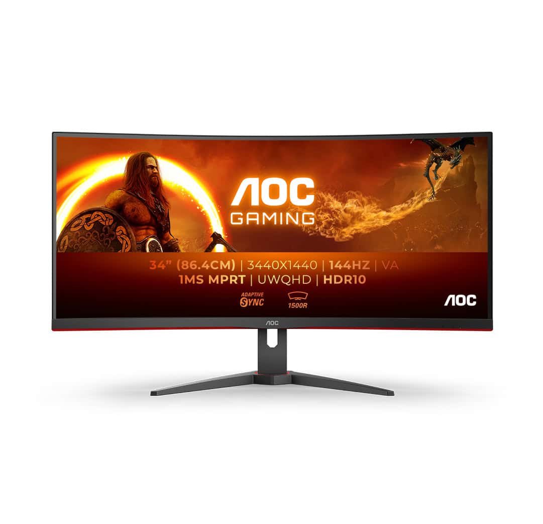 AOC G2 CU34G2XE/BK LED display 86,4 cm (34) 3440 x 1440 Pixels Wide Quad HD LCD Zwart, Rood (CU34G2XE/BK) thumbnail