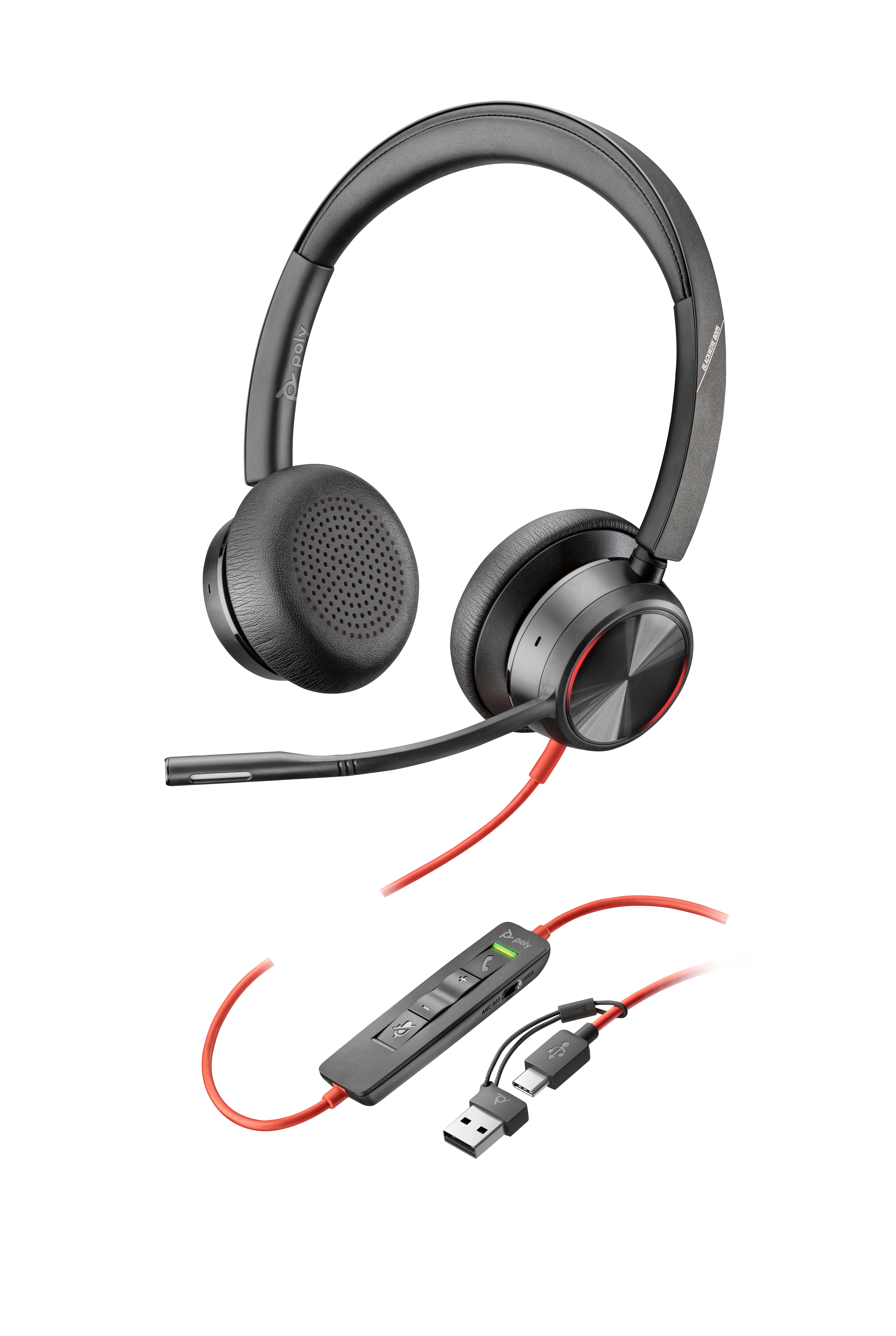 HP Poly Blackwire 8225 Stereo USB-C Headset + USB-C/A adapter (8X223AA) thumbnail