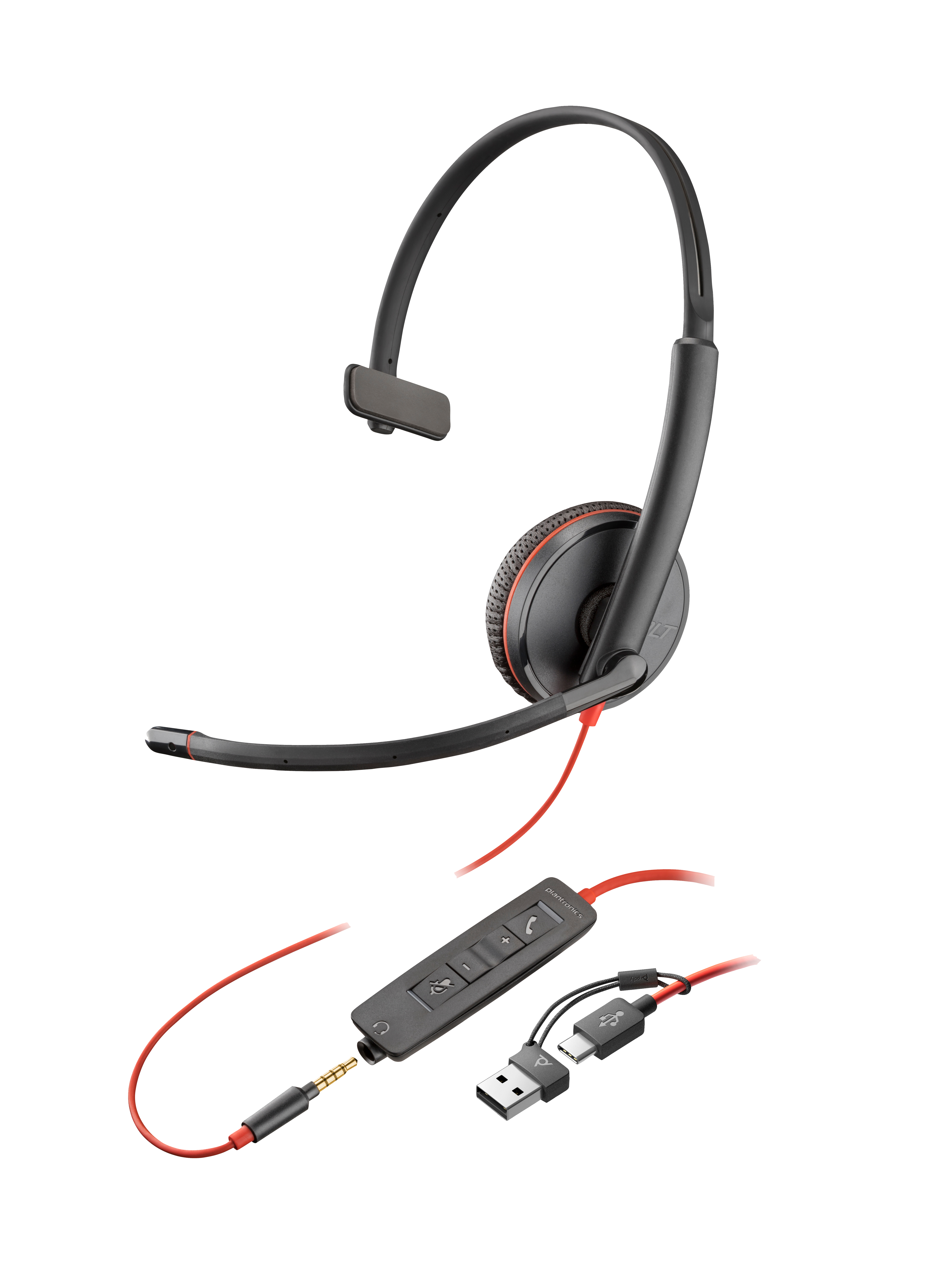 HP Poly Blackwire 3215 mono USB-C-headset + 3,5 mm stekker + USB-C/A-adapter (bulk) (8X227A6) thumbnail