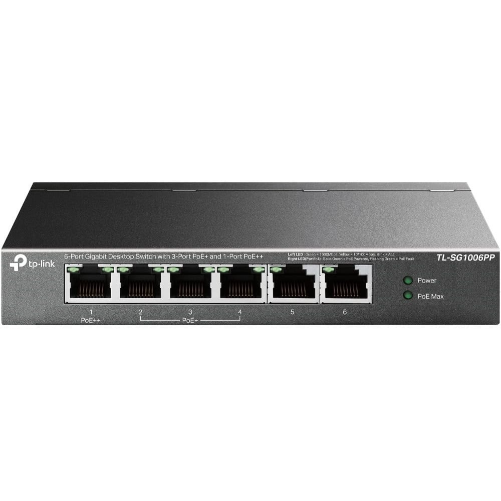 TP-Link TL-SG1006PP 6-Port Gigabit Desktop Switch with 3-Port PoE+ and 1-Port PoE++ (TL-SG1006PP) thumbnail