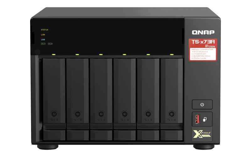 QNAP TS-673A NAS Tower Ethernet LAN Antraciet V1500B (TSH1277AXURPR732G) thumbnail