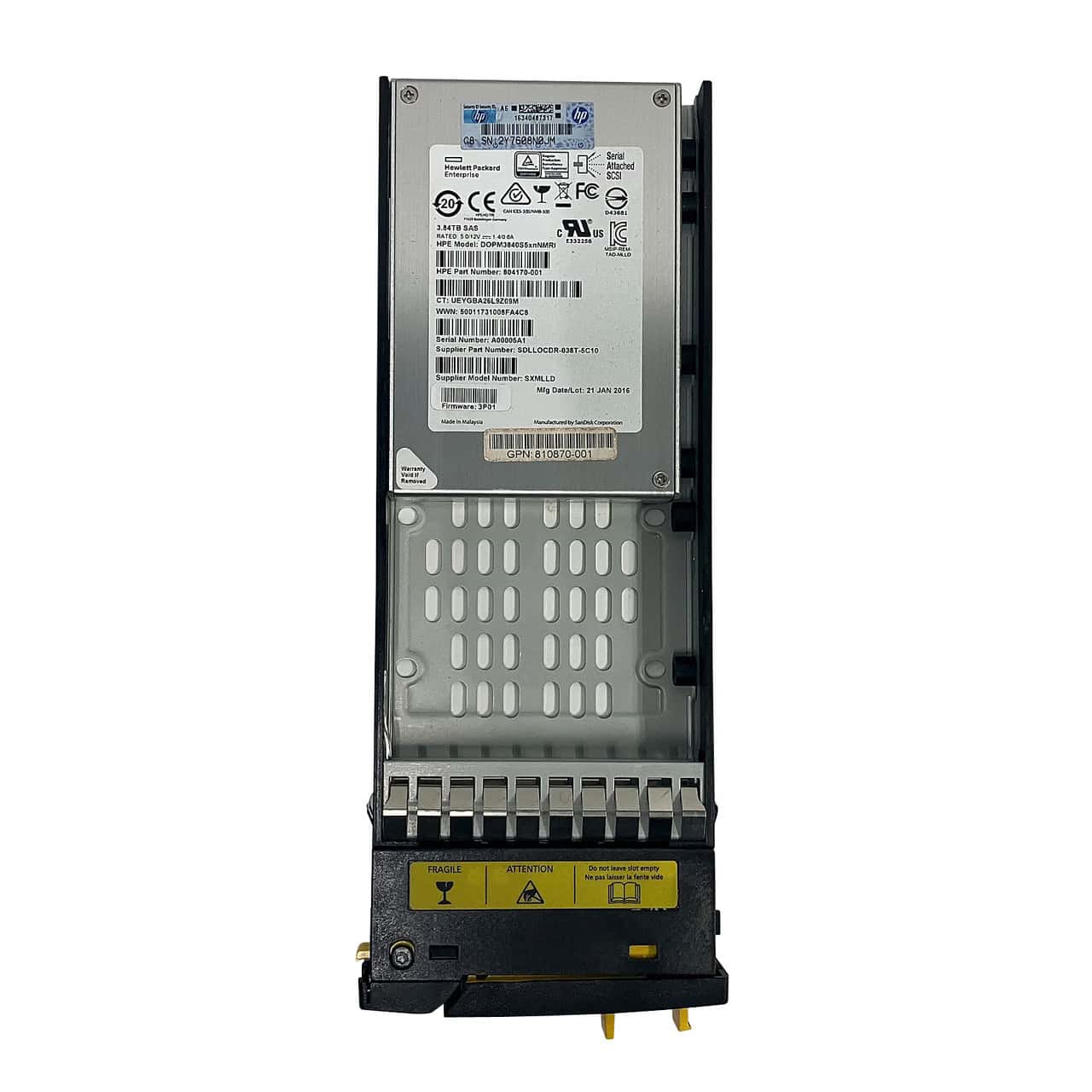 HPE 3PAR 8000 1.92TB SAS 2.5in MLC SSD P9M37A (873103-001) thumbnail