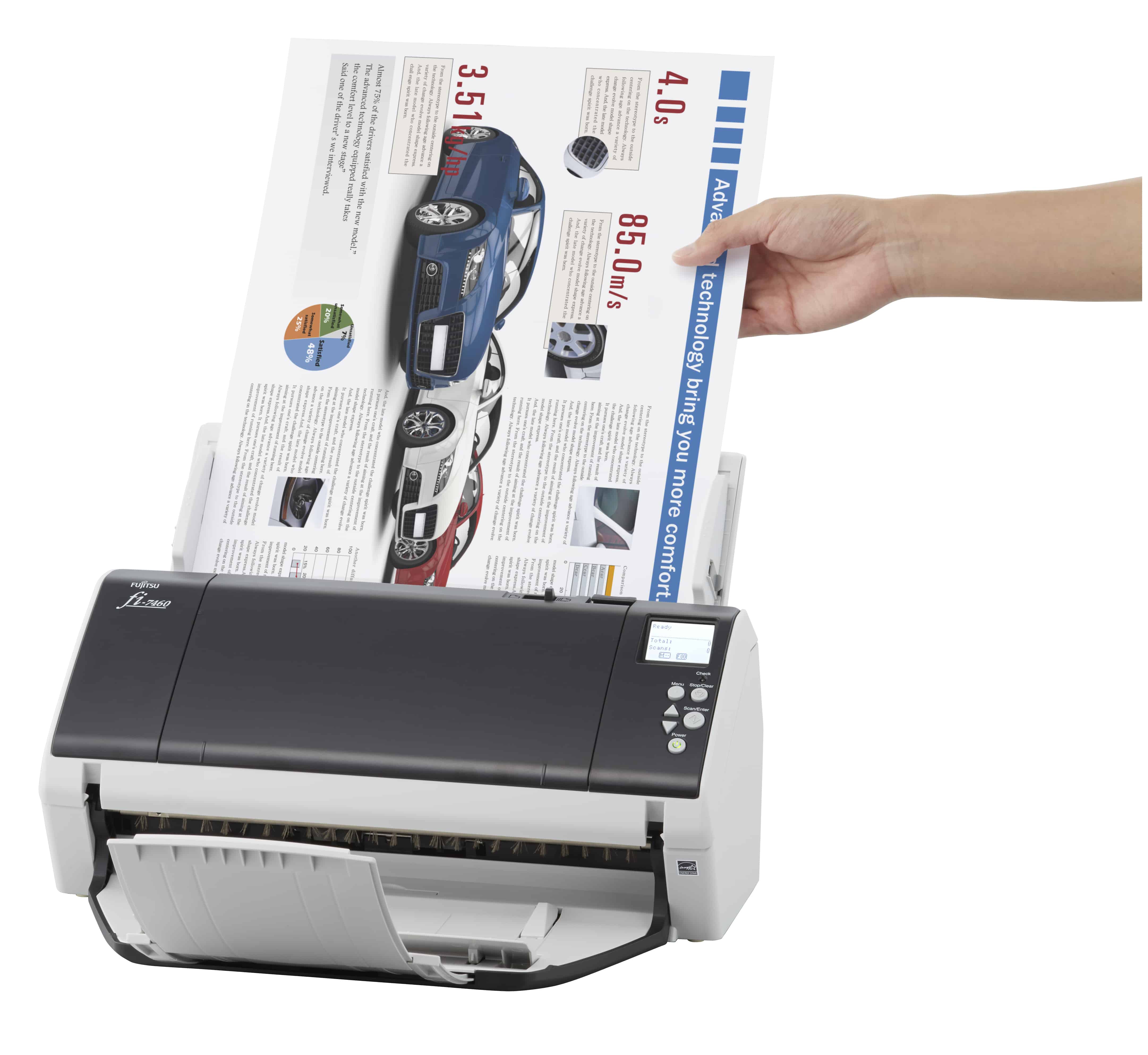 Fujitsu fi-7460 ADF-/handmatige invoer scanner 600 x 600 DPI A3 Grijs, Wit (PA03710-B051) thumbnail