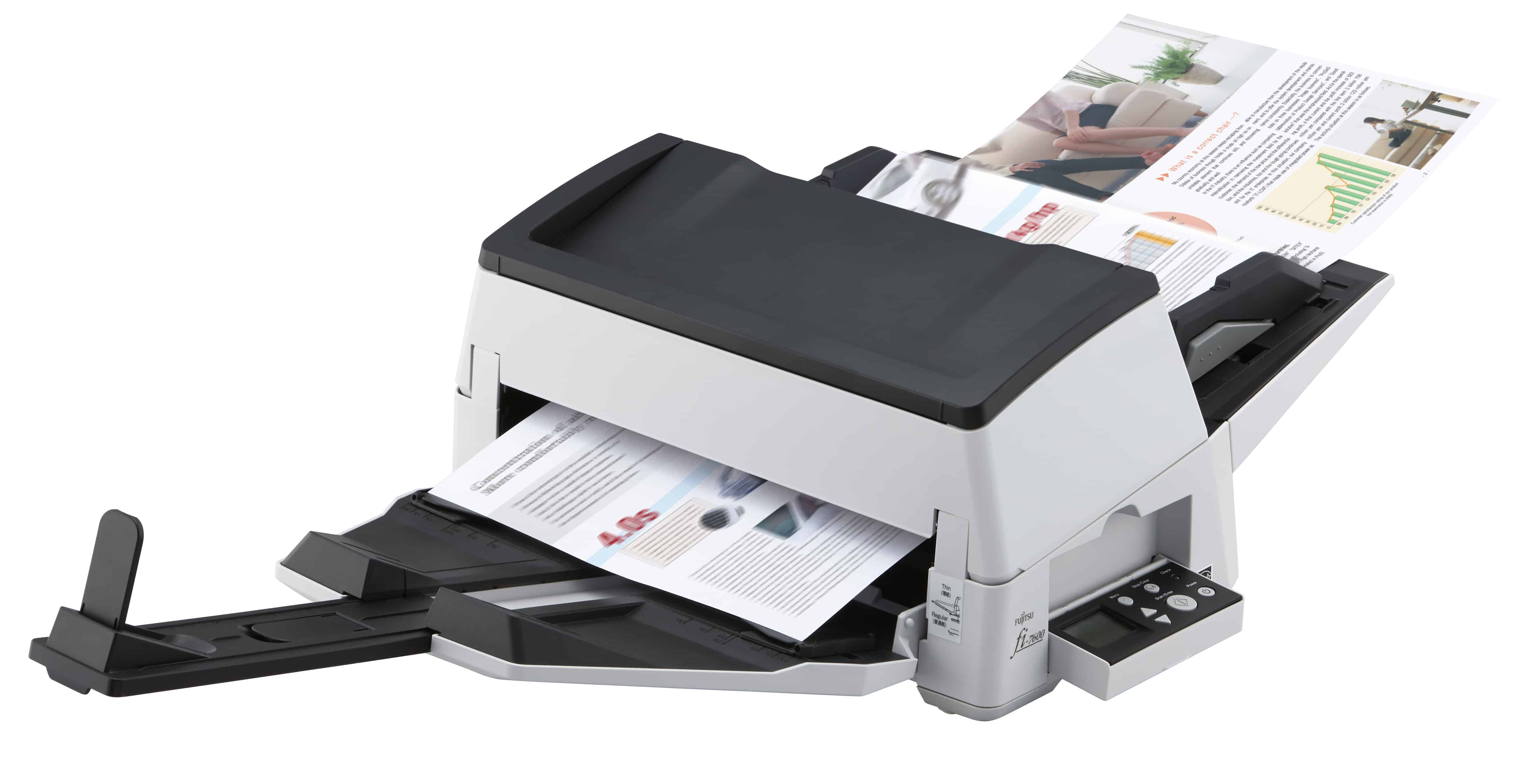 Fujitsu fi-7600 ADF-/handmatige invoer scanner 600 x 600 DPI A3 Zwart, Wit (PA03740-B501) thumbnail