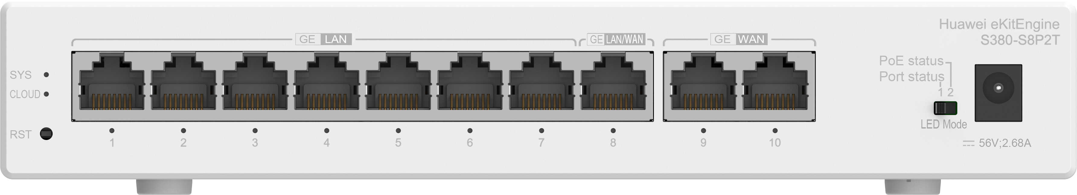 Huawei S380-S8P2T Gigabit Ethernet (10/100/1000) Power over Ethernet (PoE) Grijs (98012180) thumbnail