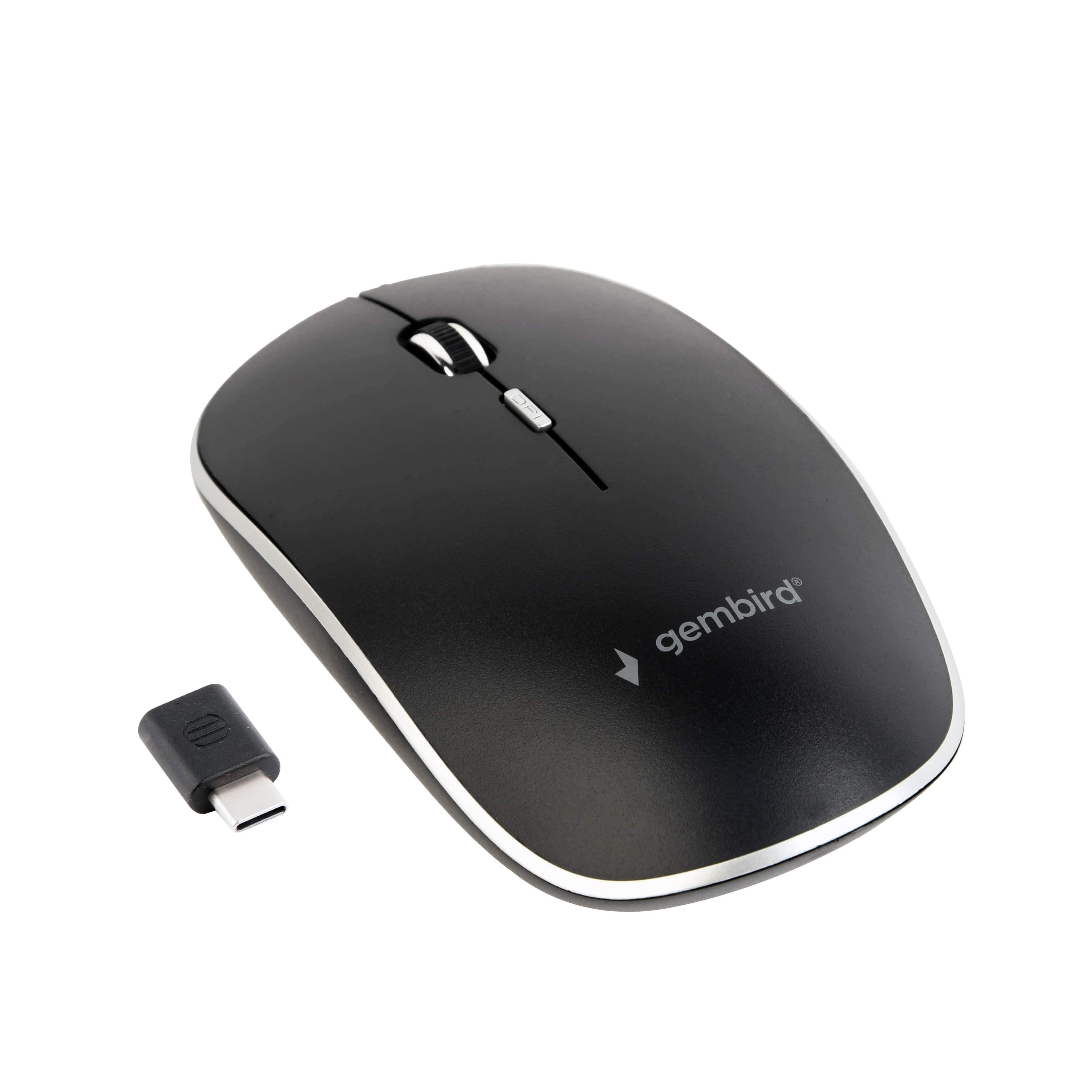 Gembird MUSW-4BSC-01 muis Ambidextrous RF Wireless + USB Type-C Optisch 1600 DPI (MUSW-4BSC-01) thumbnail