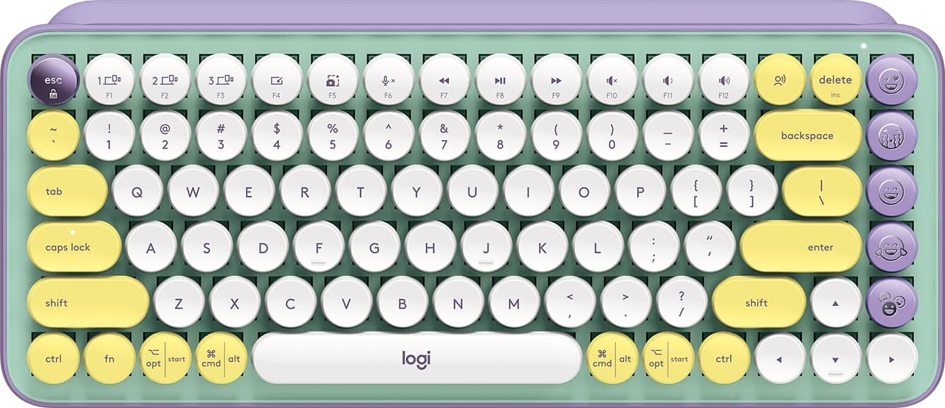 Logitech POP Keys toetsenbord RF-draadloos + Bluetooth QWERTY Portugees Groen, Violet, Wit, Geel (920-010824) thumbnail