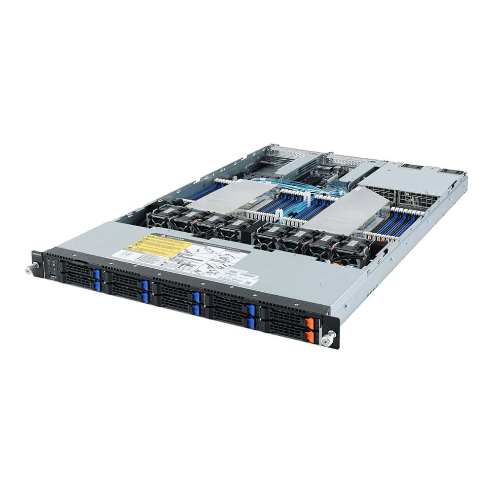 Gigabyte R182-Z91 Socket SP3 Rack (1U) Zwart, Grijs (6NR182Z91MR-00) thumbnail