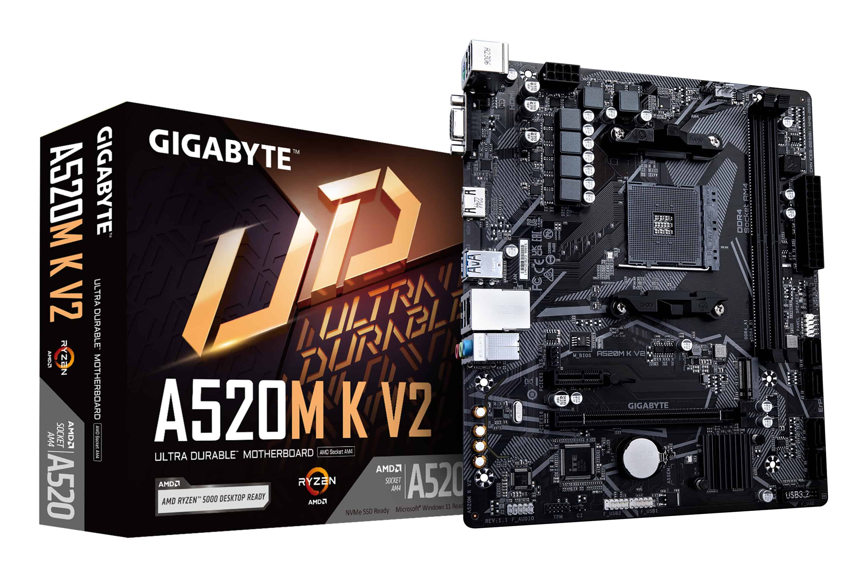 GIGABYTE A520M K V2 moederbord AMD A520 Socket AM4 micro ATX (A520M K V2) thumbnail