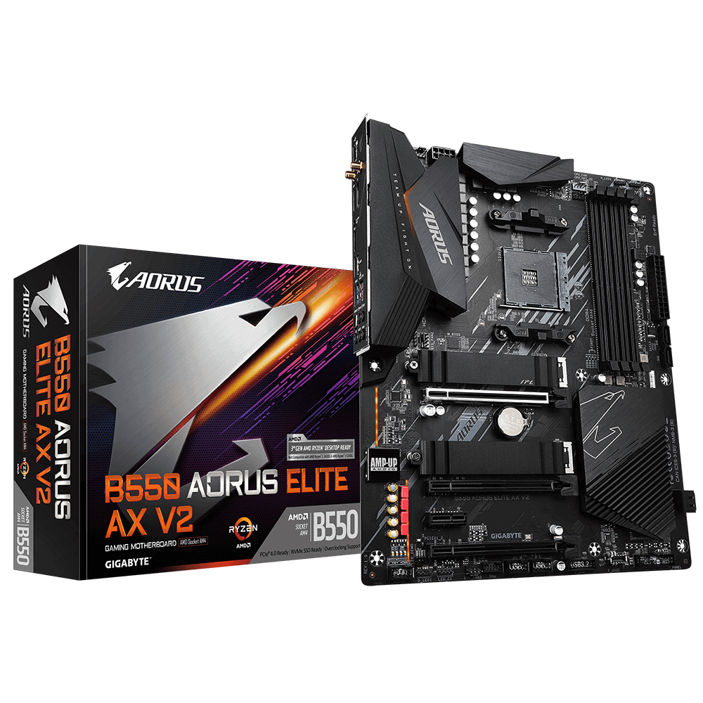 Gigabyte B550 AORUS ELITE AX V2 moederbord AMD B550 Socket AM4 ATX (B550 AORUS ELITE AX V2) thumbnail