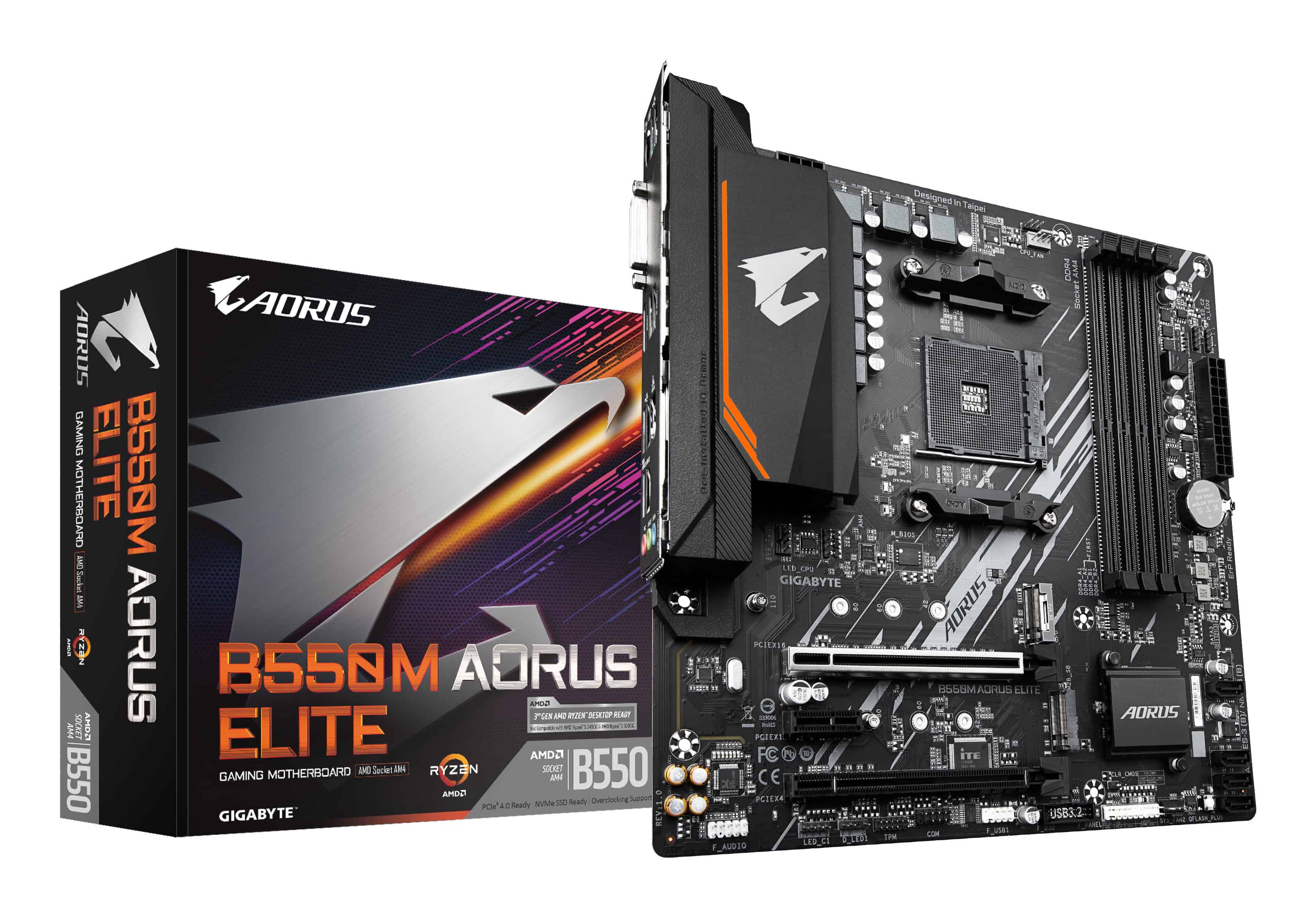 GIGABYTE B550M AORUS ELITE moederbord AMD B550 Socket AM4 micro ATX (B550M AORUS ELITE) thumbnail