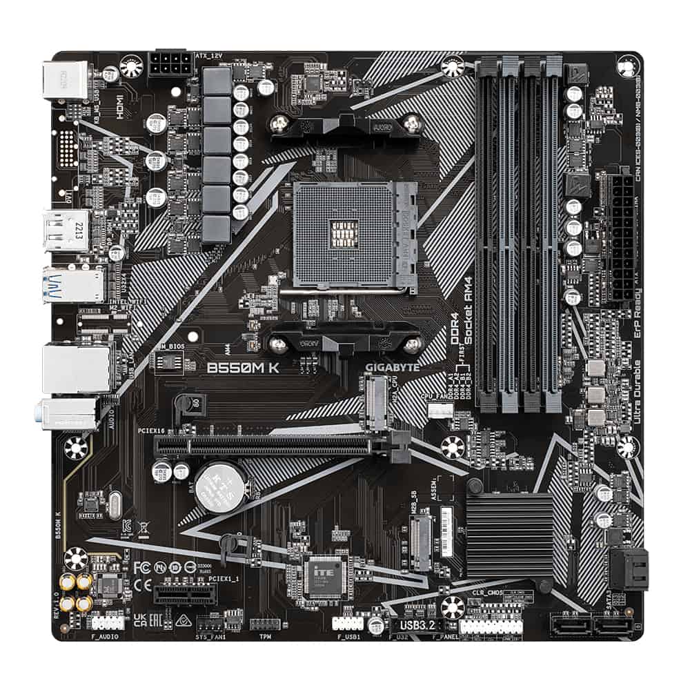 Gigabyte B550M K 1.0 moederbord AMD B550 Socket AM4 micro ATX (B550M K) thumbnail