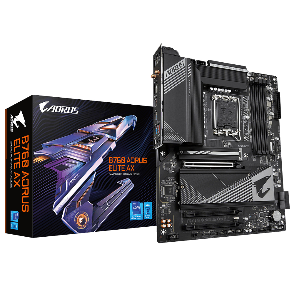 Gigabyte B760 AORUS ELITE AX moederbord Intel B760 LGA 1700 ATX (B760 AORUS ELITE AX) thumbnail