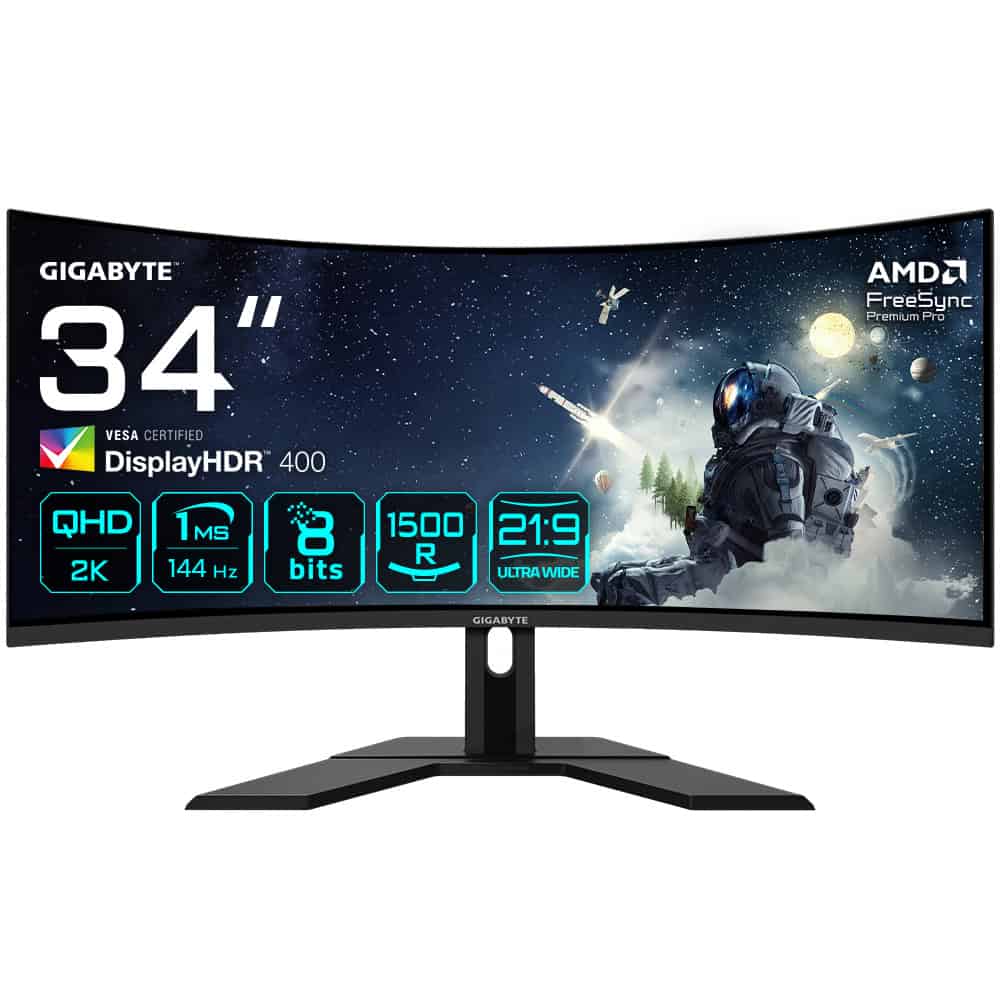 GIGABYTE G34WQC A computer monitor 86,4 cm (34) 3440 x 1440 Pixels UltraWide Quad HD LCD Zwart (G34WQC A) thumbnail