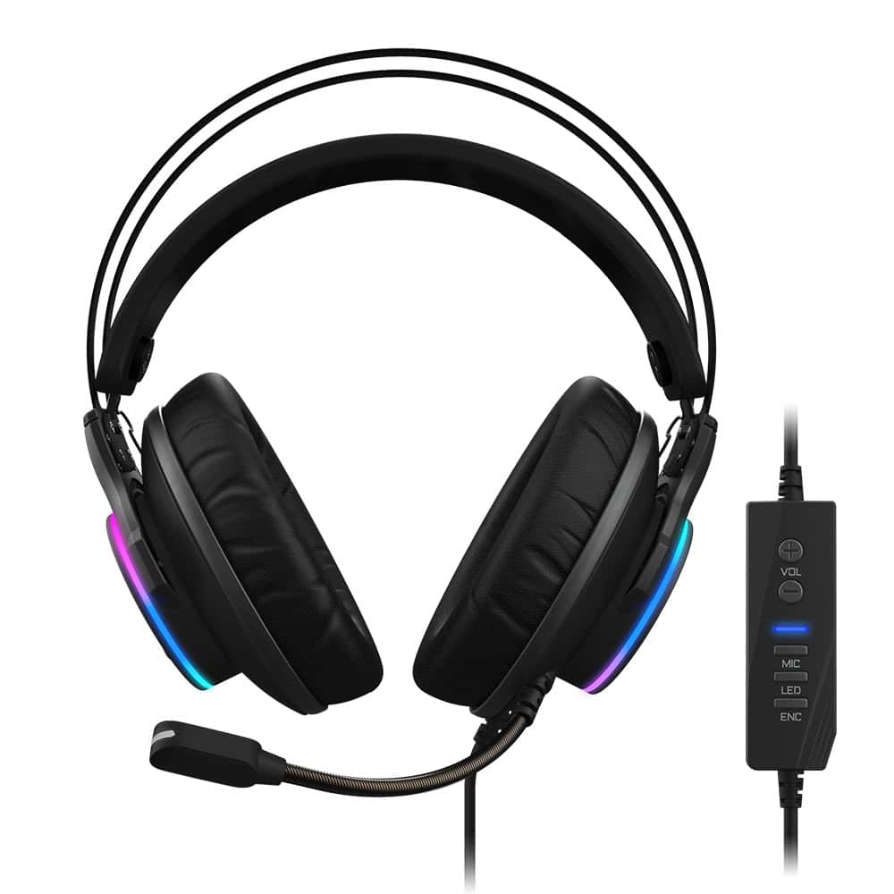 Gigabyte AORUS H1 hoofdtelefoon/headset Hoofdtelefoons Bedraad Hoofdband Gamen USB Type-A Zwart (GP-AORUS H1) thumbnail