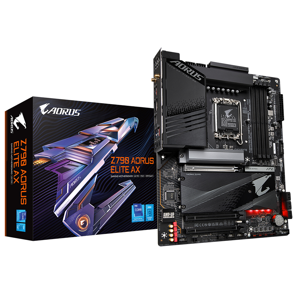 Gigabyte Z790 AORUS ELITE AX moederbord Intel Z790 LGA 1700 ATX (Z790 AORUS ELITE AX) thumbnail