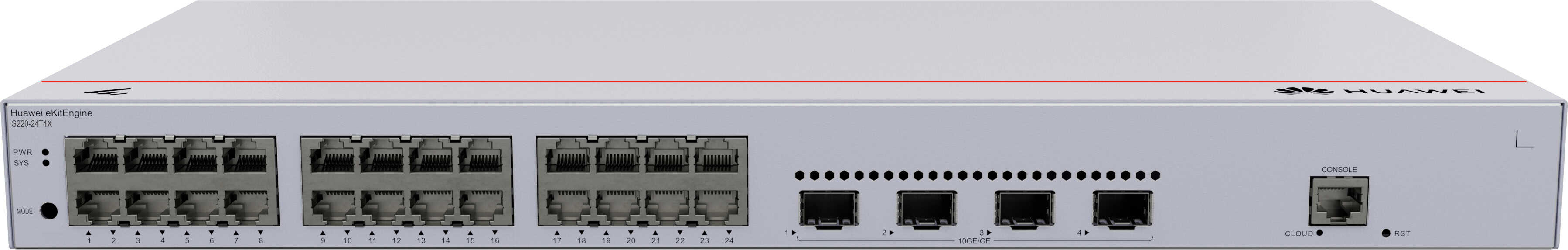HUAWEI eKit S220 Series S220-24T4X Managed L2 Gigabit Ethernet (10/100/1000) 1U Grijs (98012375) thumbnail
