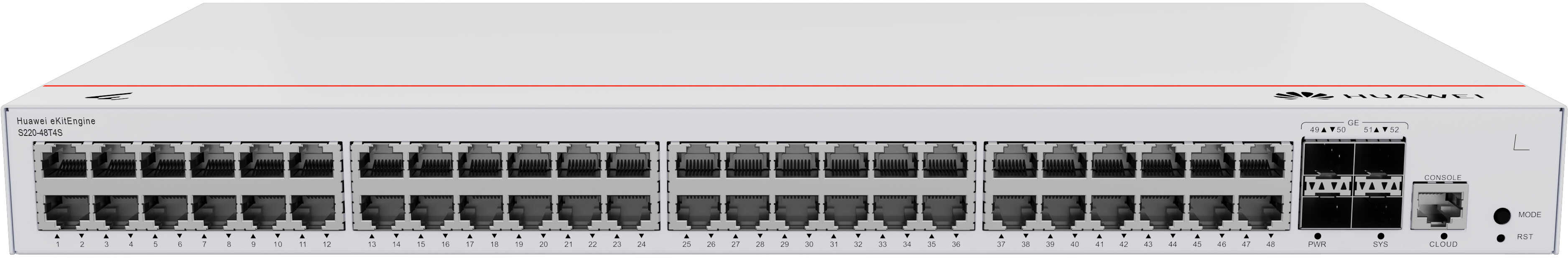 HUAWEI eKit S220 Series S220-48T4S Managed L2 Gigabit Ethernet (10/100/1000) 1U Grijs (98012380) thumbnail