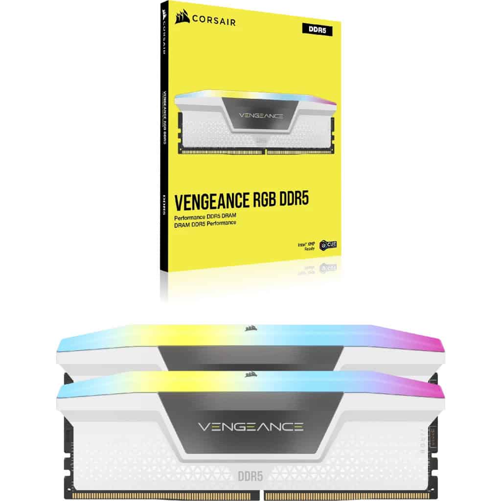 Corsair 64GB PC 6400 CL32 CORSAIR KIT (2x32GB) VENGEANCE RGB W retail (CMH64GX5M2B6400C32W) thumbnail
