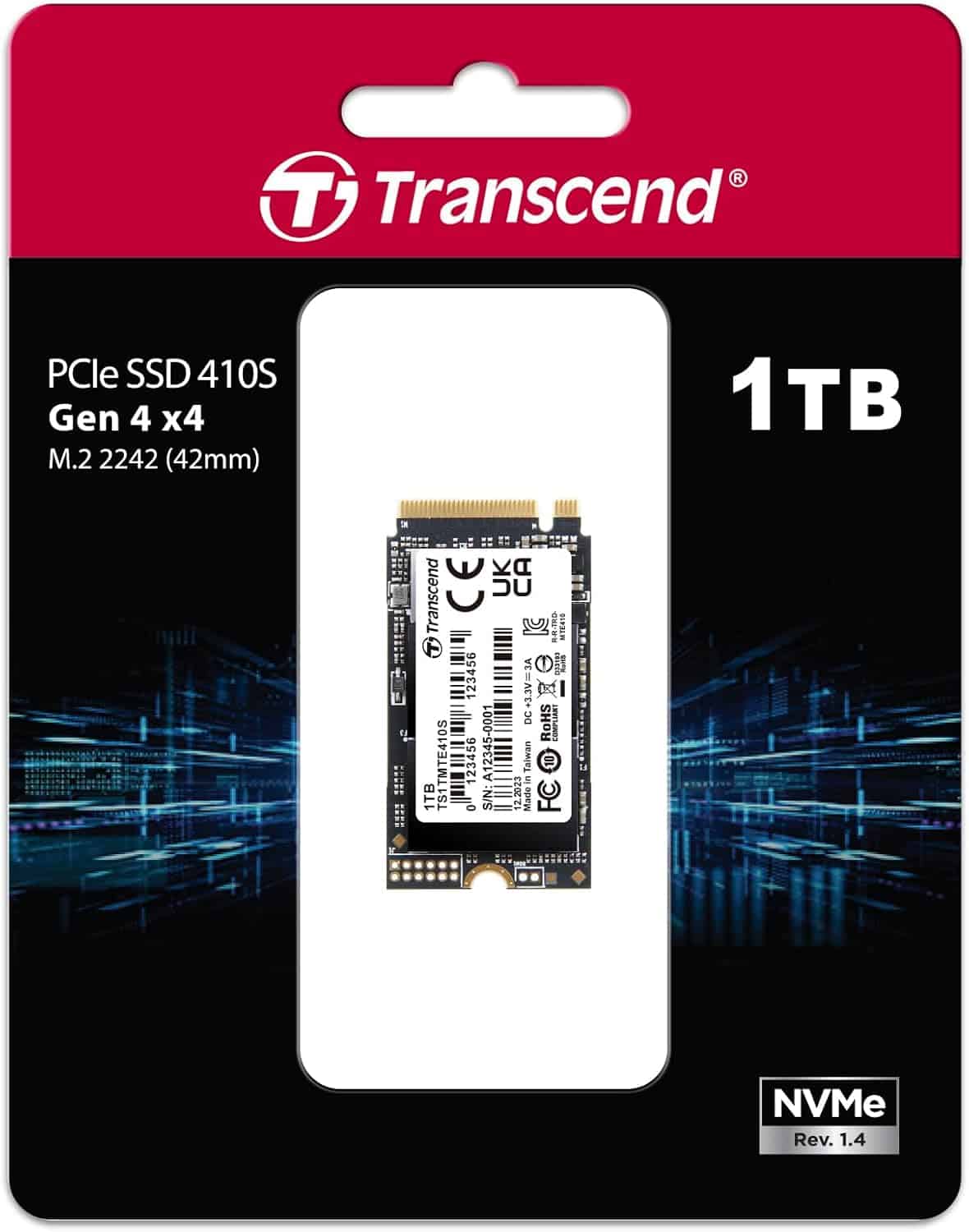 Transcend PCIe SSD 410S M.2 1 TB PCI Express 4.0 NVMe 3D NAND (TS1TMTE410S) (TS1TMTE410S) thumbnail
