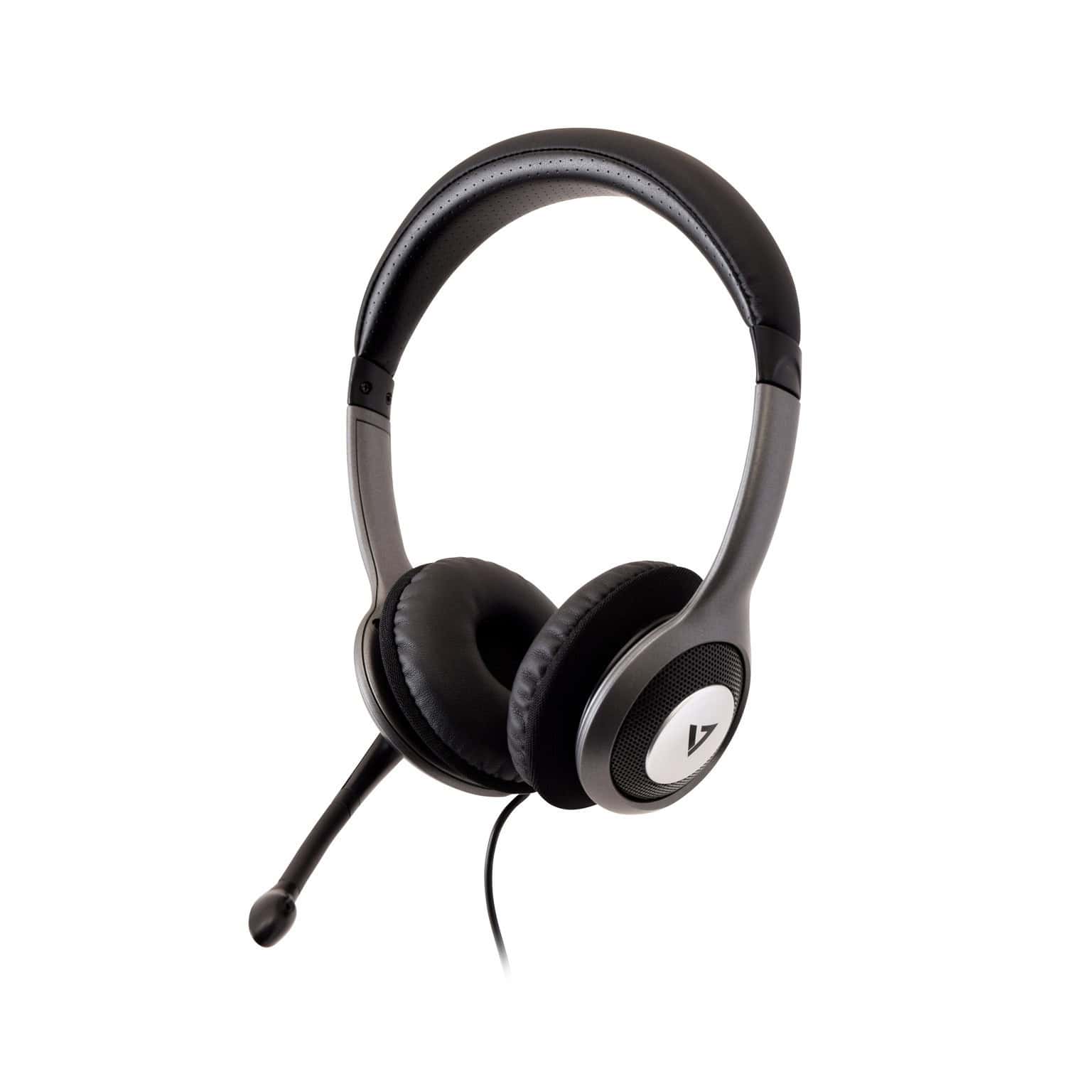 V7 HU521-2EP hoofdtelefoon/headset Bedraad Hoofdband Kantoor/callcenter Zwart, Zilver (PM45A10000030300) thumbnail