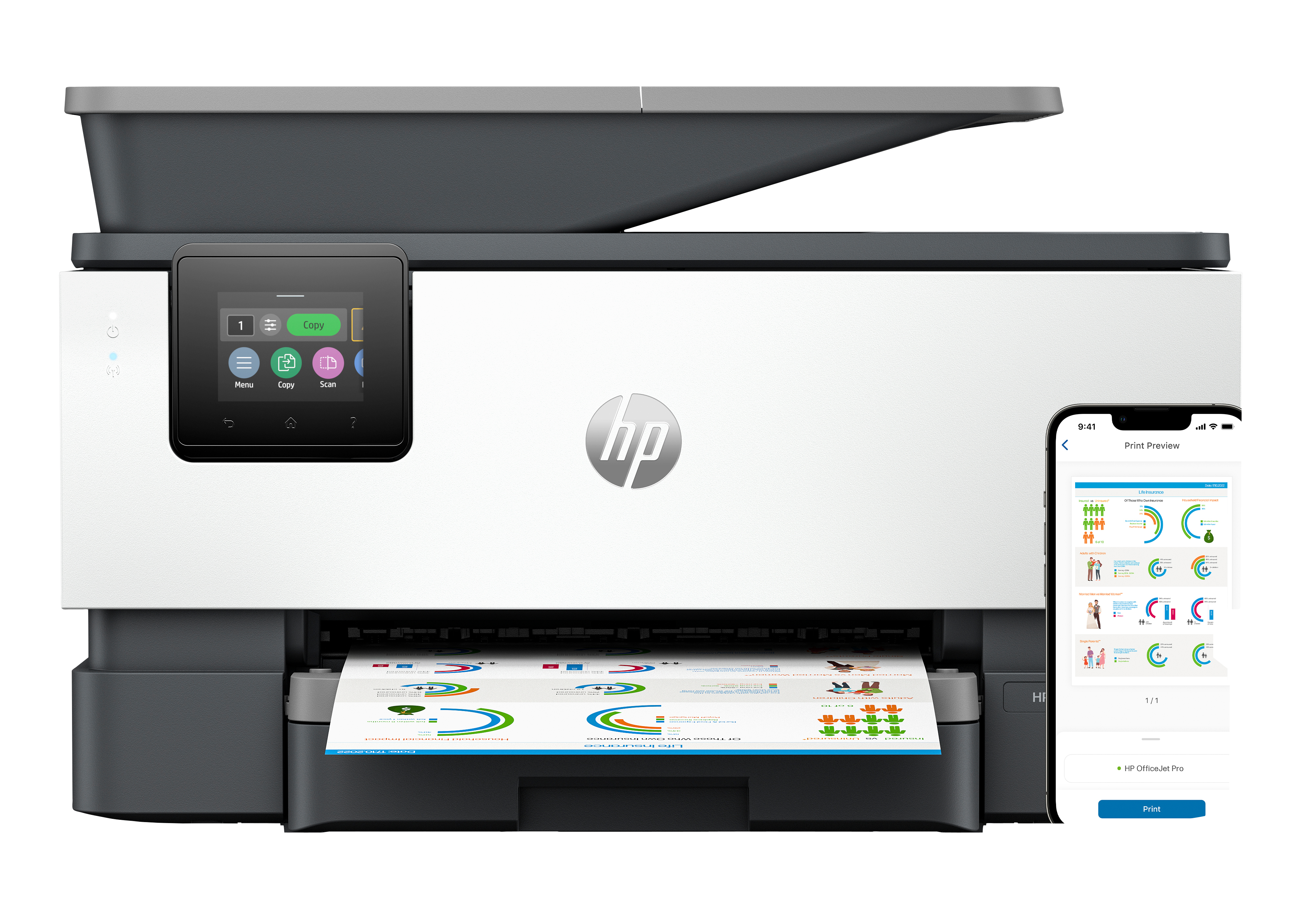 HP OfficeJet Pro 9122e Draadloos All-in-One Kleur Printer, Instant Ink; Dubbelzijdig printen (403X7B#629) thumbnail