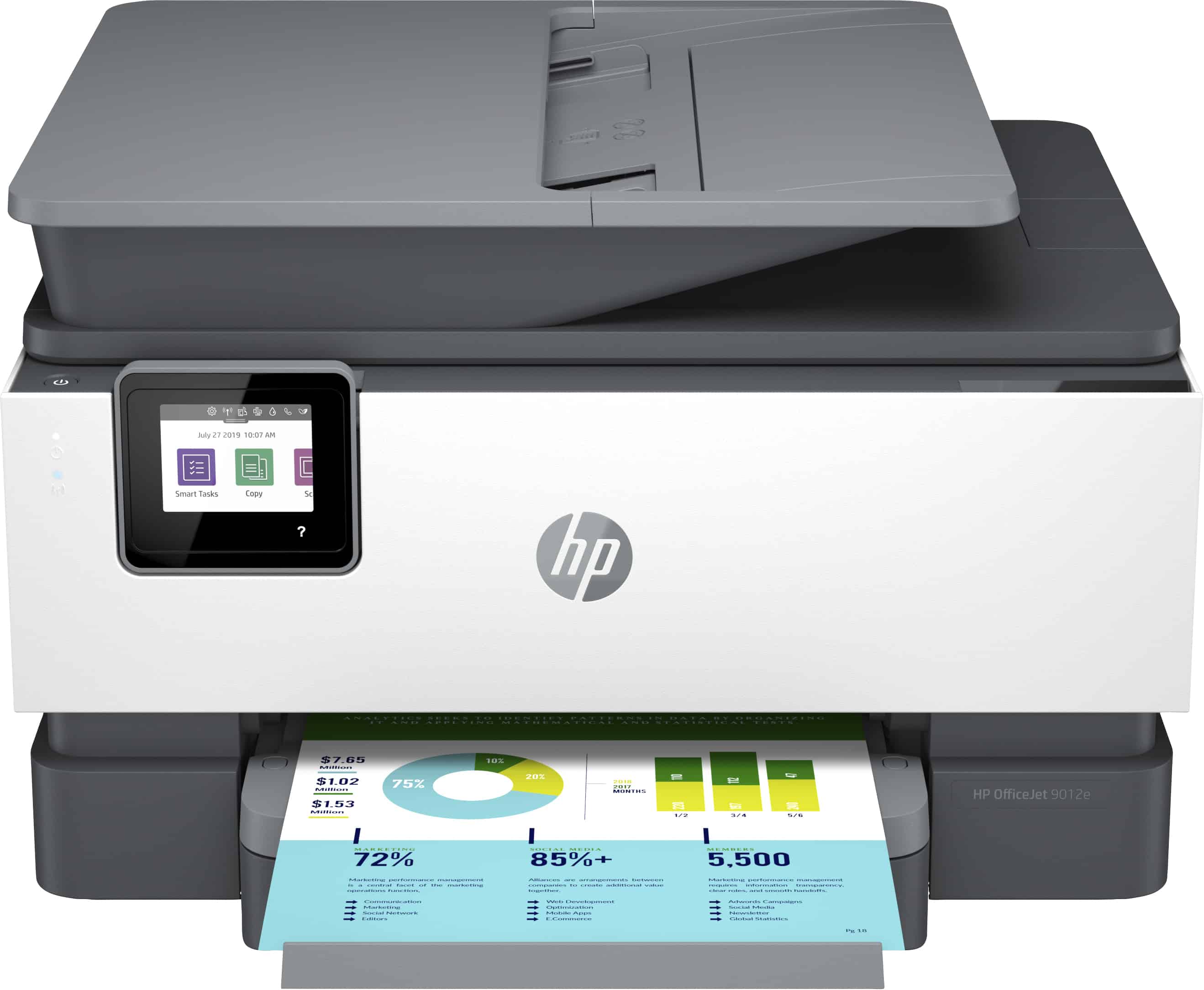 HP OfficeJet Pro HP 9012e All-in-One-printer, Kleur, Printer voor Kleine kantoren, Printen, kopiëren, scannen, faxen, HP+; Geschikt voor HP Instant Ink; Automatische documentinvoer; Dubbelzijdig printen (22A55B#629) thumbnail